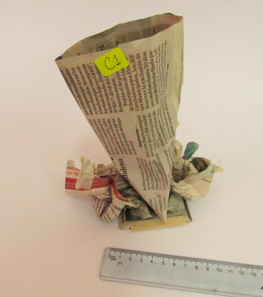 Conical Newspaper Water Tank with Square Base