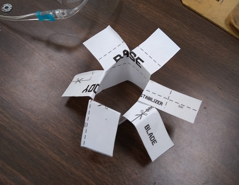 MYP design project ideas with paper helicopter design - six blade and a cylindrical body
