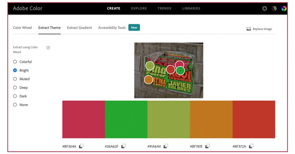 Color Palette Generated from Lima, Peru Chica Art Poster Using the Web App Adobe Color