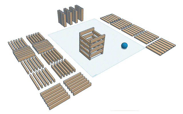 KEVA Block Challenge combining Tinkercad Sim Lab with hands-on engineering design for elementary STEM students.