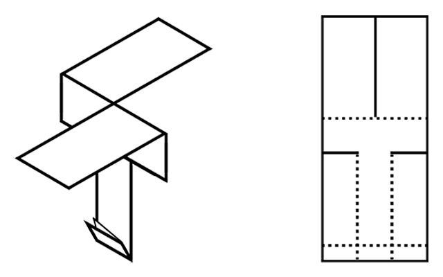 Paper helicopter template and folded paper helicopter used for a STEM engineering experiment.